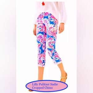 NWOT! LILLY PULITZER SADIE STRETCH CROP CHINO PANTS BAY DREAMIN BENNET PANTS
